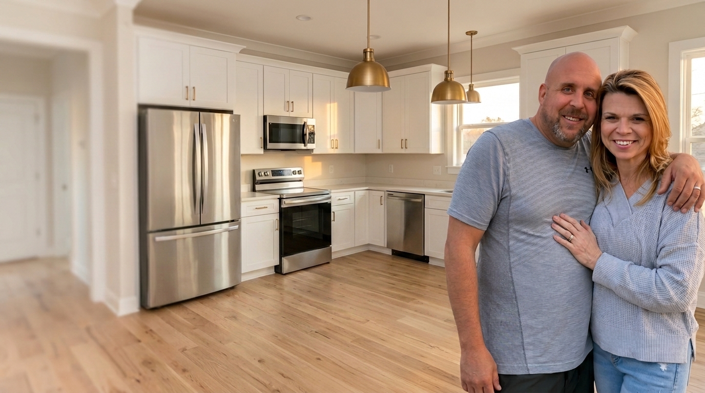 Paul and Michelle in a Phoenix kitchen with stainless appliances